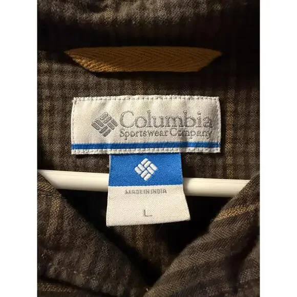 Columbia Sportswear  Brown Plaid Long Sleeve Button Large - Picture 2 of 5